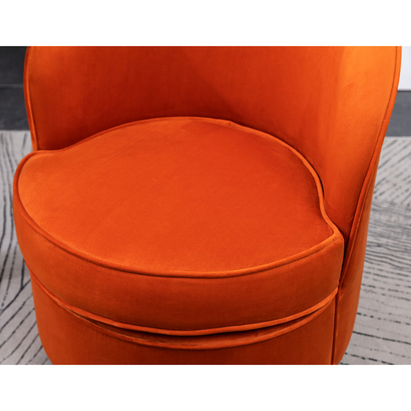 Siège contemporain en velours orange avec fonction pivotante - Housse de chaise élégante et pratique, Orange
