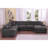 Celine 128"W Gray Chenille Fabric Corner Sectional Sofa with Right-Facing Chaise, Cupholders, and Charging Ports-1531447335