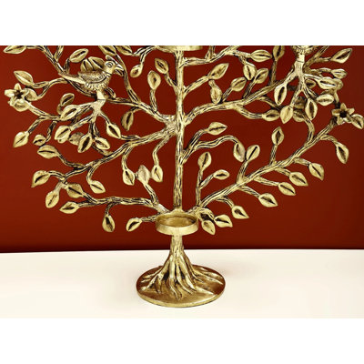 Décoration murale arbre en laiton avec bougeoir