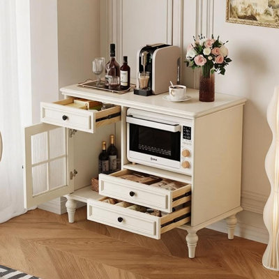 Commode d'appoint multifonctionnelle rétro de style crémeux