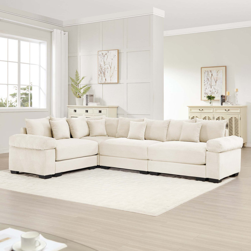 Canapé modulaire surdimensionné surdimensionné en nuage, canapé-lit modulaire convertible avec accoudoirs très larges, 13 coussins décoratifs en velours côtelé de qualité supérieure, conception ergonomique, assemblage facile pour les salons