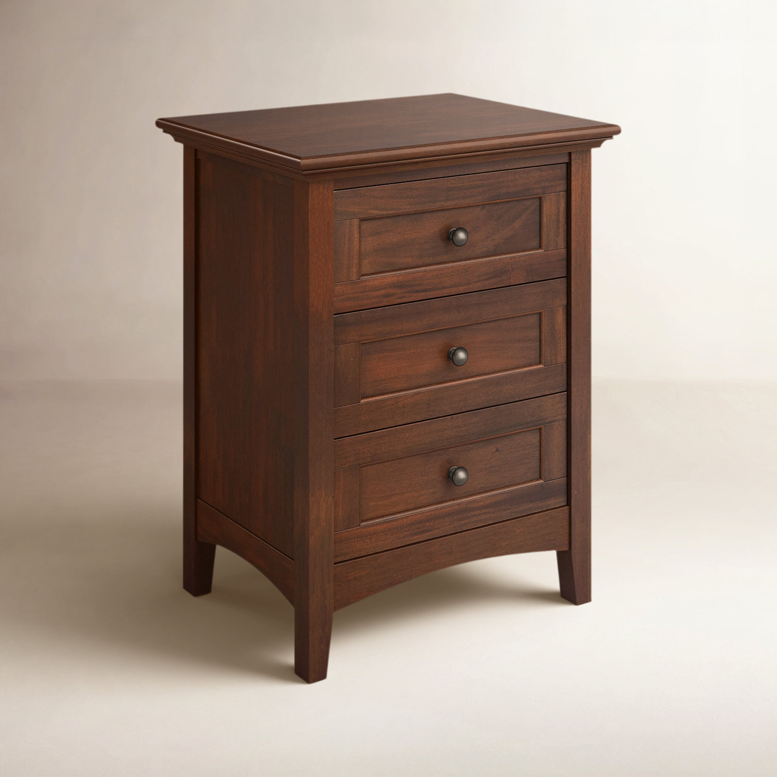 Melusina 3 - Drawer Nightstand, Cherry Brown