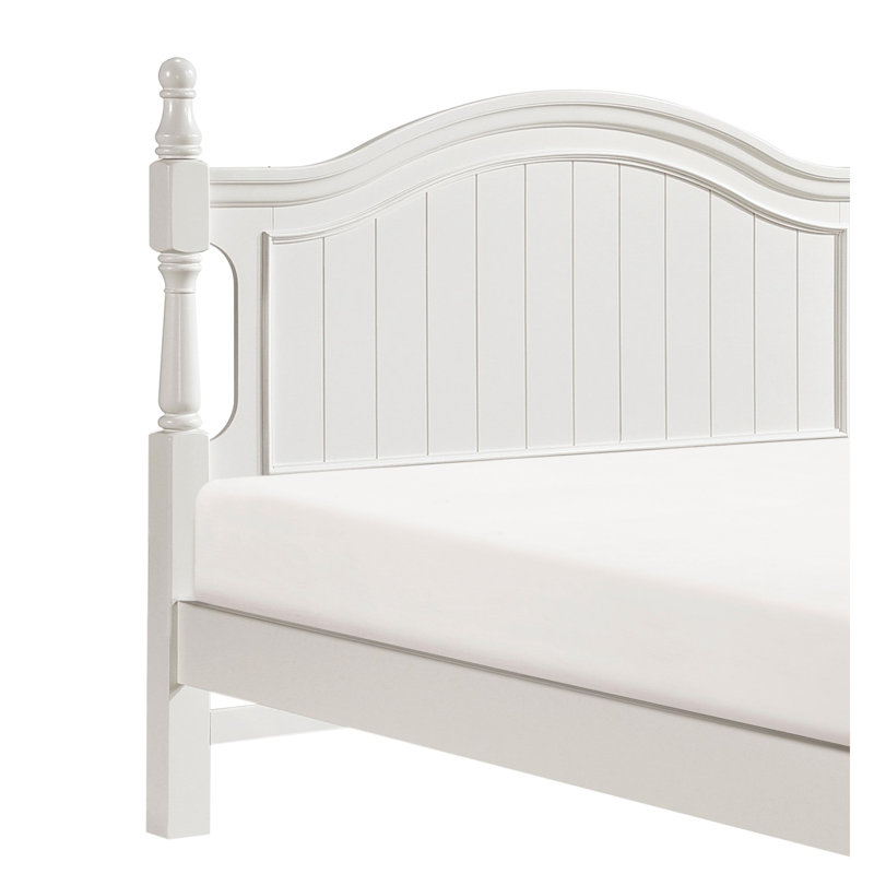 Lit double en bois pleine grandeur blanc traditionnel avec lattes et tête de lit classique pour et, Lit double