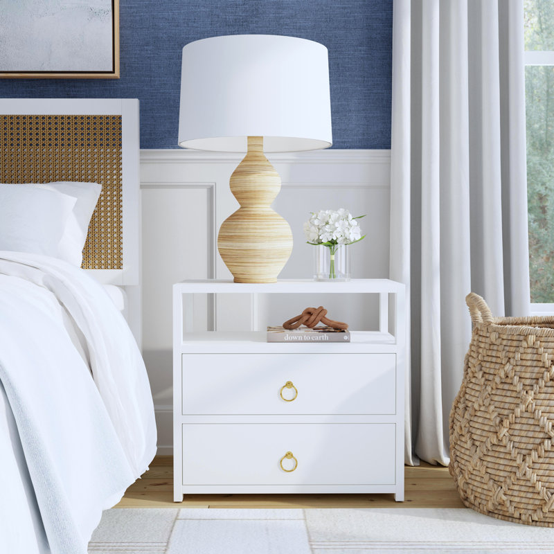 Lark 2 Drawer Wide Nightstand, Natural