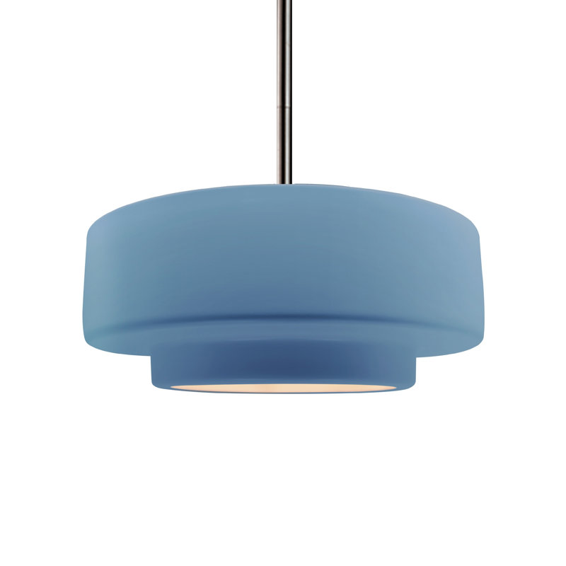 Luminaire suspendu à 1 lumière Meydan, Bleu ciel, H 5,25 po x l 14,5 po x P 14,5 po, Nickel brossé