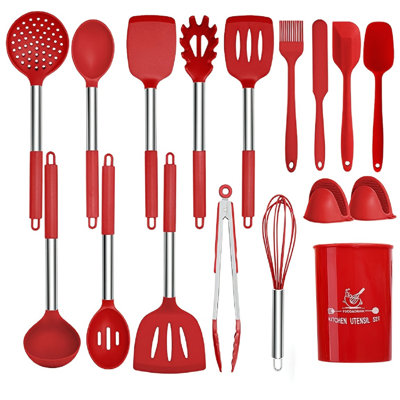 17Pcs Silicone Cooking Utensil Set, Non-Stick Heat Resistant Silicone Kitchen Utensils, Cookware With Stainless Steel Handle -  QXXSJ, HJX-059