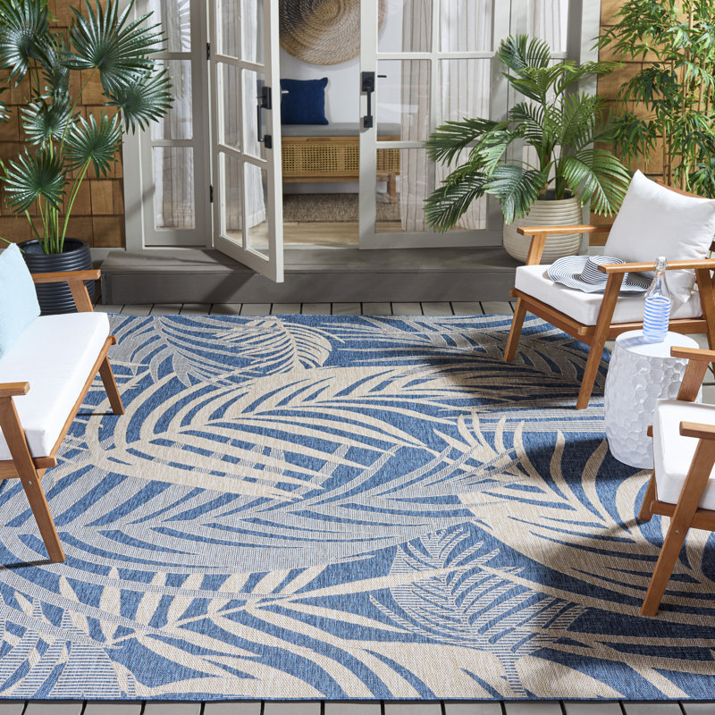 Tapis d'intérieur / extérieur floral Alixs Performance, Rectangle 8 pi x 10 pi
