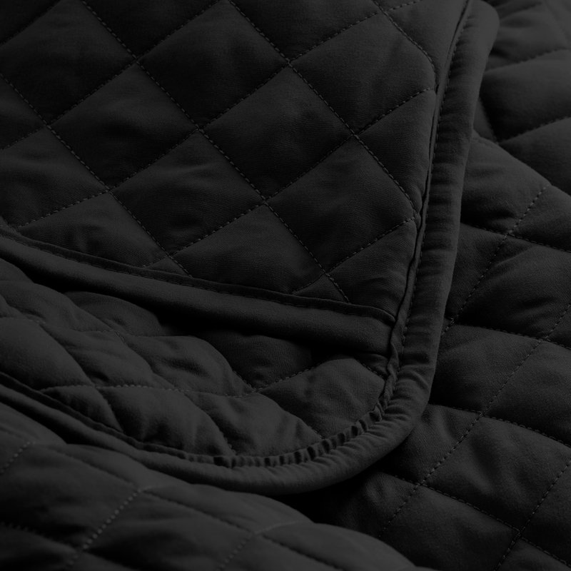 Coverlet and Sheet Set Bundle, Full Coverlet + 6 Additional Pieces, Black/Black