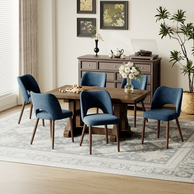 Modern Velvet Upholstered Dining Chair Side Chair with Wooden Legs