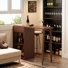 Convertible Bar Table And Chair Set With Integrated Wine Storage, Space-Saving Folding Bar Counter