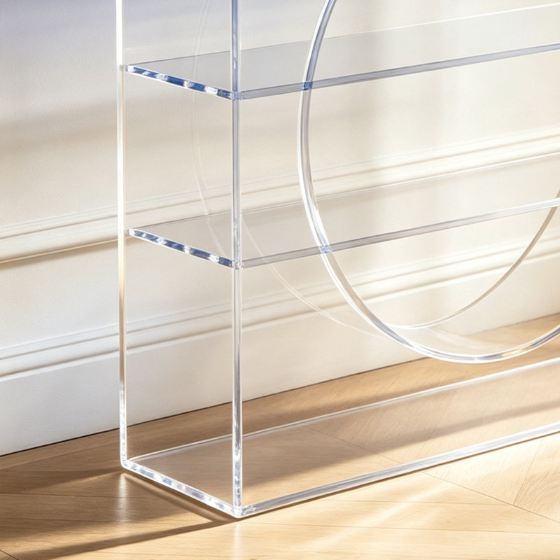 Console en acrylique transparent bleu, 39.37" H x 55.12" W x 11.81" D