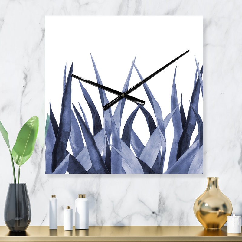 Horloge murale - Feuilles d'agave bleu marine, Petit