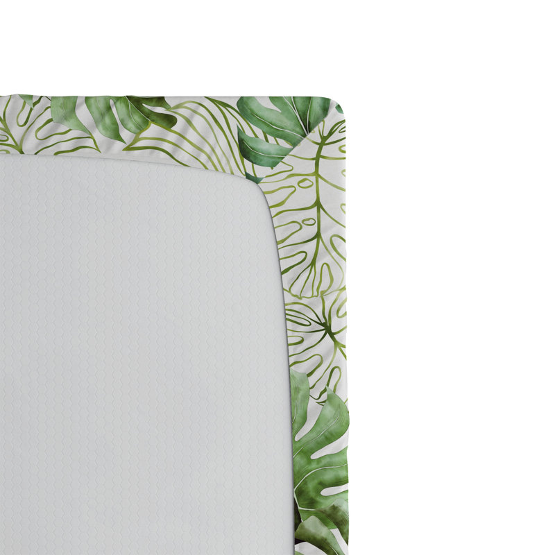 Drap-housse rustique Ambesonne, Twin Fitted Sheet, Réséda pâle, vert, blanc / floral