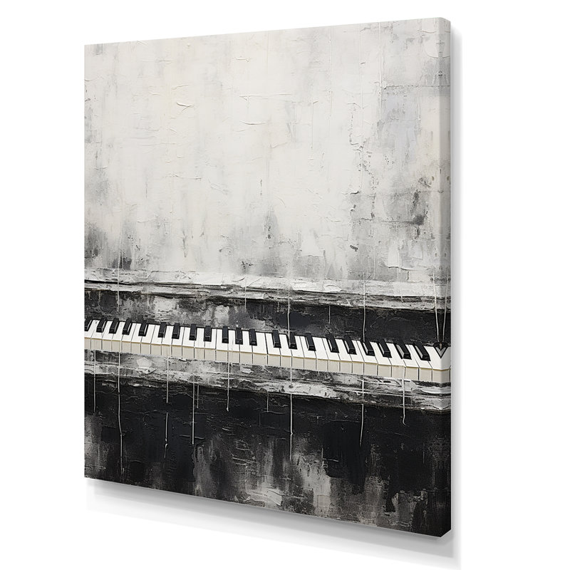«Black and White Piano Keys Midnight Black» sur toile imprimée, H 40 po x l 30 po x P 1,5 po, Toile tendue