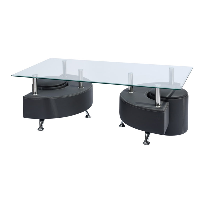 Ascencio Abstract Coffee Table with Storage, Anthracite