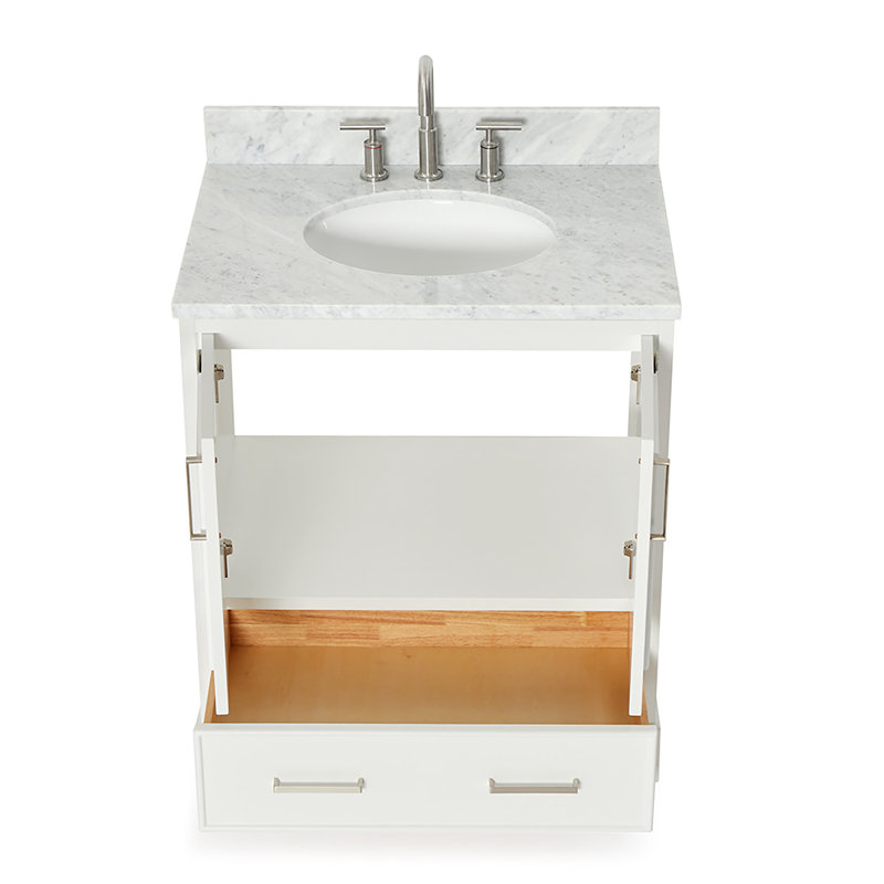 Meuble-lavabo simple avec plateau Abshire 31, Blanc