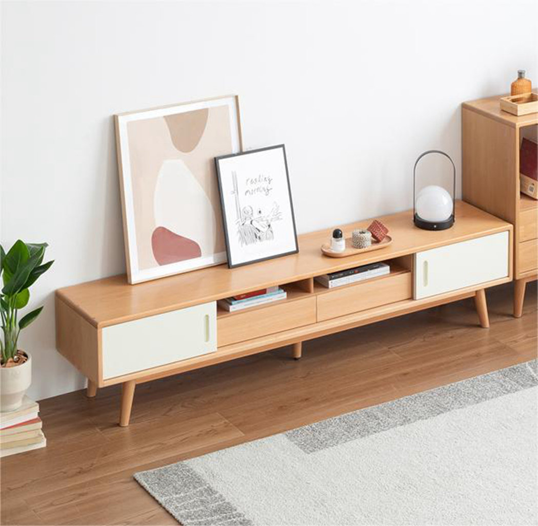 Alarmerende lounge fryser Corrigan Studio® Nordic Solid Wood TV Cabinet Two Doors Two Suction Cabinet  Simple Modern Small Family Type Beech Living Room Display Cabinet | Wayfair