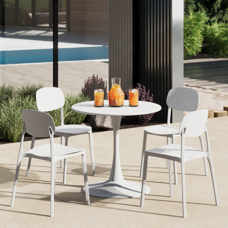 Outdoor Round Dining Set, White