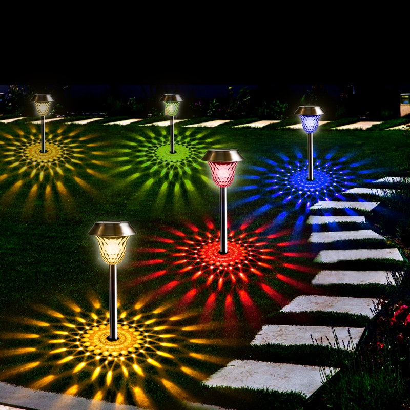 Set of 4 Stainless Steel Solar LED Pathway Lights