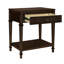 Table de chevet foncé en bois foncé pour une chambre à coucher élégante avec façade de tiroir cannelée et tablette de rangement