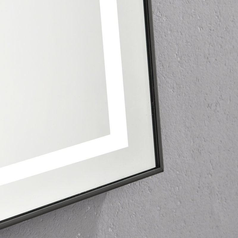 Miroir de salle de bain 72 "x 28" avec cadre en aluminium, 3 températures de couleurs, brouillard, gradation continue pour un éclairage personnalisé