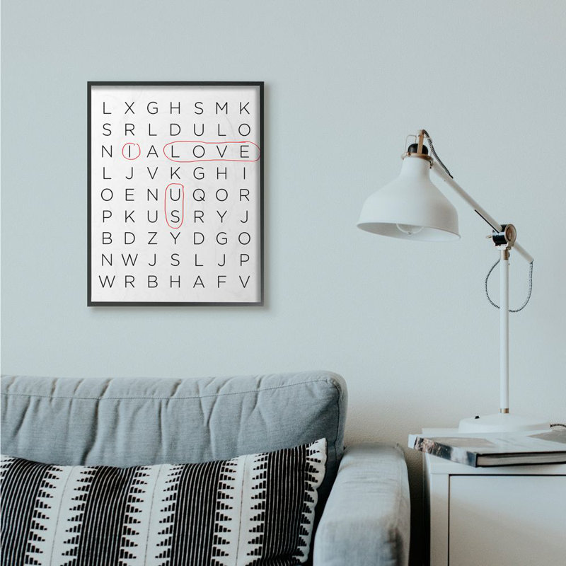 Mots croisés par Anna Quach - impression d'art textuel, Giclée encadrée noir minuit, H 30 po x l 24 po