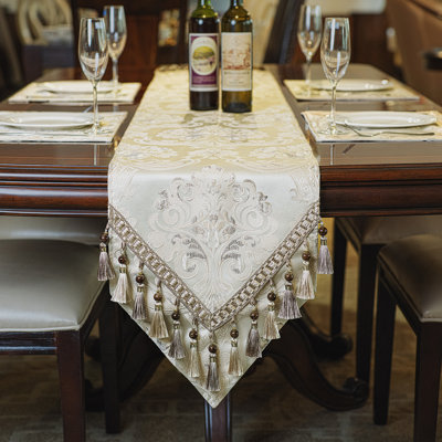 Jagopian Rectangle Damask High Pick Density Fabric Table Runner