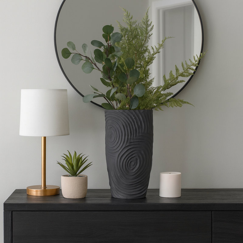 Vase décoratif texturé à tourbillons pour la décoration intérieure