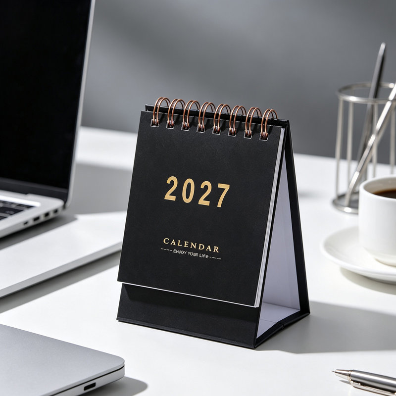 Calendrier 2027 simplifié, couleur unie, petit calendrier anglais, Noir