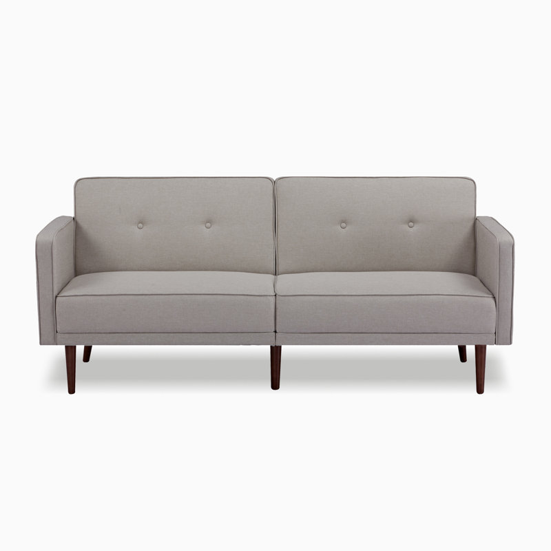 Canapé-lit à accoudoirs carrés 75,98 po Balabek, Polyester beige