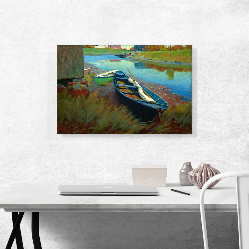 «Boat at Rest 1895» par Arthur Wesley Dow, reproduction d'art sur toile tendue, H 18 po x l 26 po x P 1,5 po