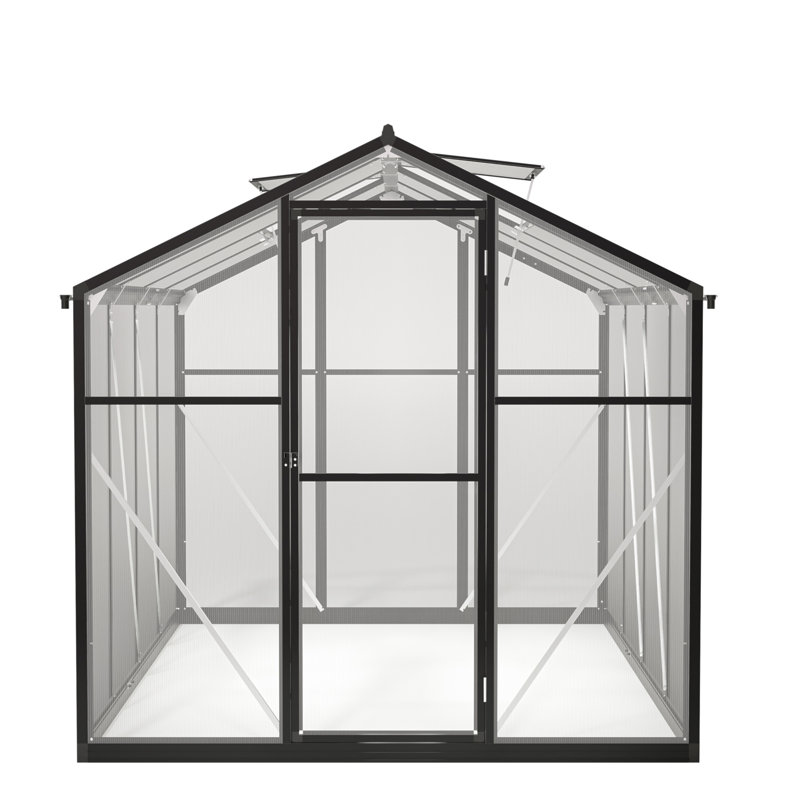 6X8 FT Greenhouse For Outdoors, Polycarbonate Greenhouse With Quick Setup Structure And Roof Vent, Aluminum Large Walk-In Greenhouse For Outside Garden Backyard