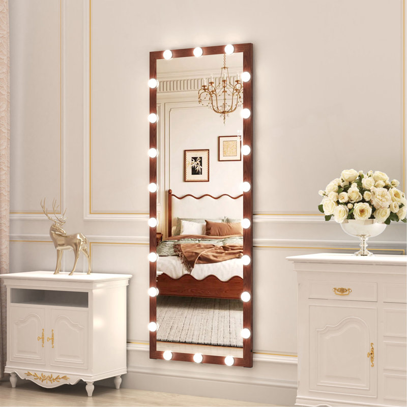 Hollywood Full Length Mirror With Lights Full Body Vanity Mirror With 3 Color Modes Wall Lighted  Standing Floor Mirror For Dressing Room Bedroom Hotel Touch Control 62.6"X23.3"