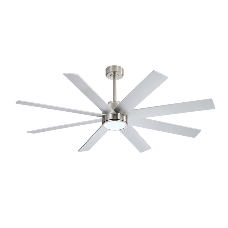 Ladanna 8-Blade Integrated LED Ceiling Fan, Silver with Nickel Blades, 72"