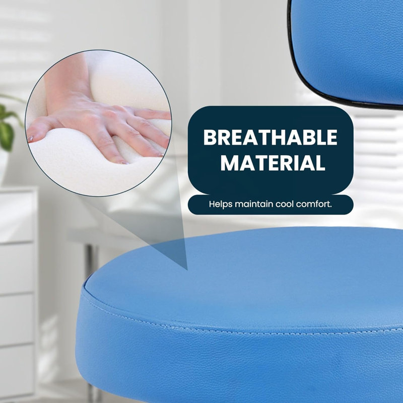  Tabouret de bureau ergonomique à hauteur réglable avec roulettes, Bleu