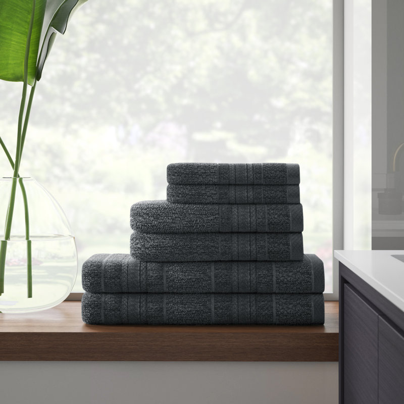 Ensemble de serviettes de bain 6 pièces Adrien, Gris foncé