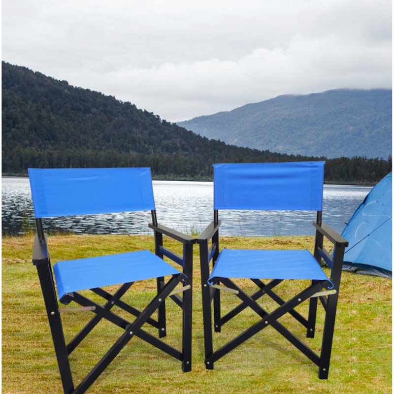 2 pièces chaise pliante en bois - coussin en toile noire. Et de soutien. 20 po x 23 po 36 po. Chaises pratiques de 14,36 lb. Capacité de charge élevée.