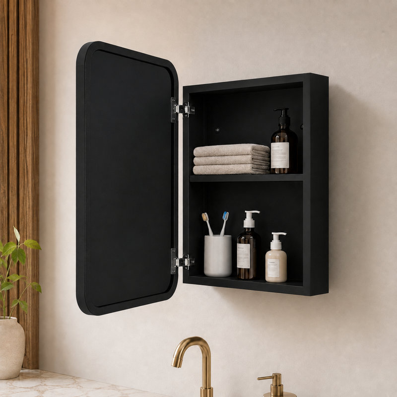 Armoire à pharmacie avec miroir en métal, encastrée ou murale