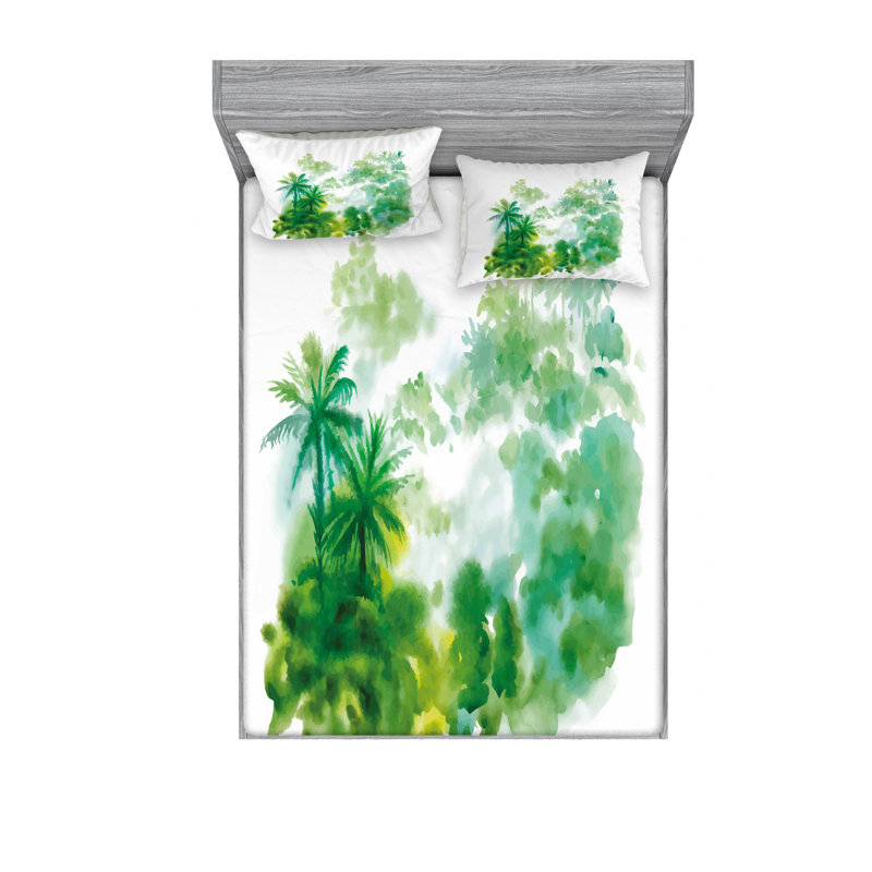 Microfiber Floral Sheet Set, Queen Sheet Set with Fitted Sheet