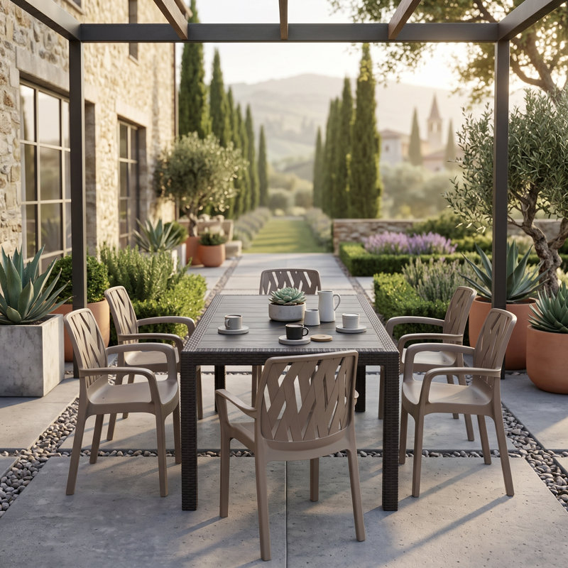 Plastic Patio Dining Set Table,