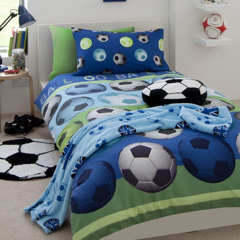 Football Duvet Cover Set with Pillowcases, Single Duvet Cover + 1 Standard Pillowcase, Blue