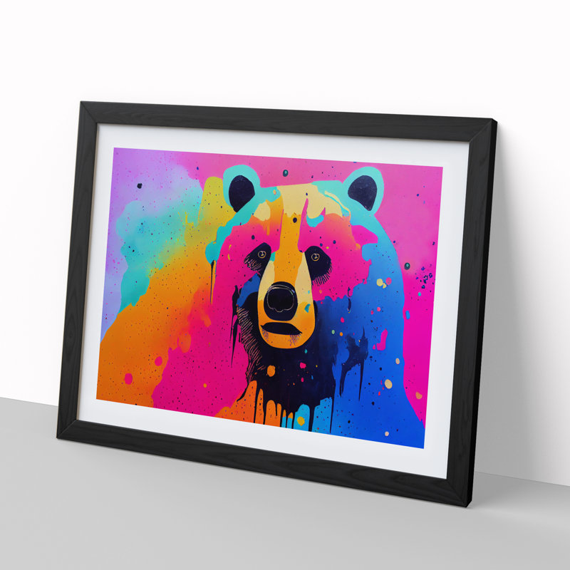 Bear Paint Splash - Framed Print, Black, 25cm H x 34cm W x 2cm D