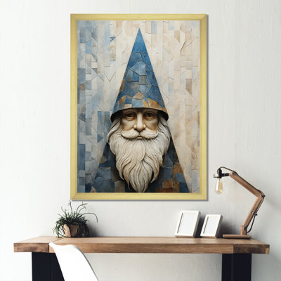 " Fantasy Beige And Blue Gnome Portrait III "