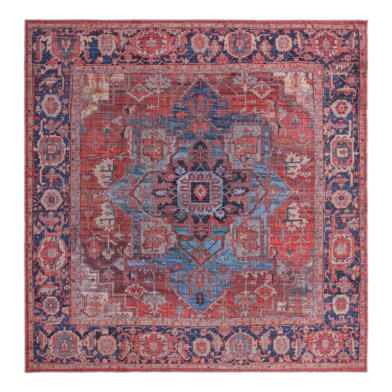 Tapis oriental rouille / bleu Haigh, Carré 10 pi 6 po x 10 pi 6 po