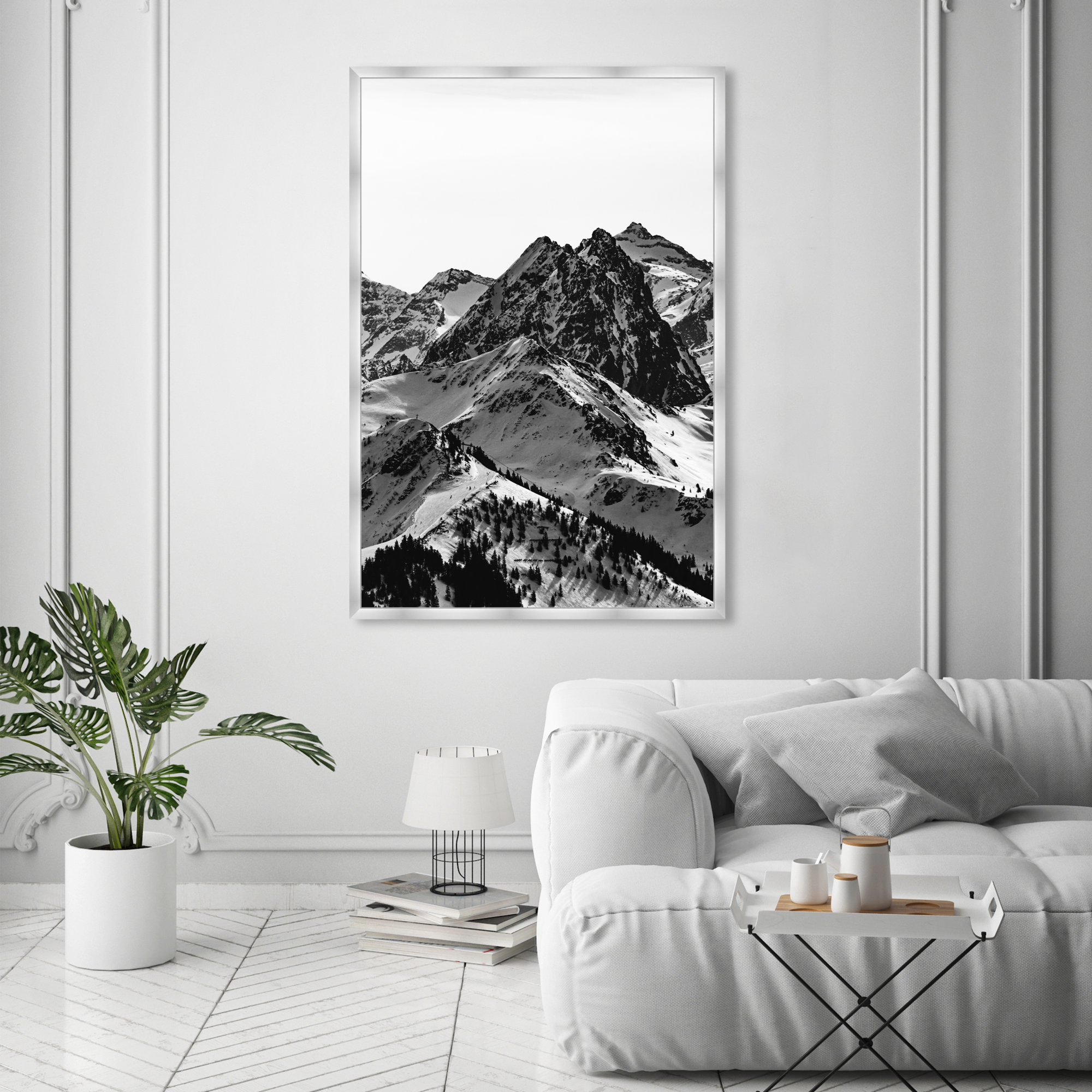 Up The Mountain by Oliver Gal, Silver, 56" H x 38" W x 0.5" D