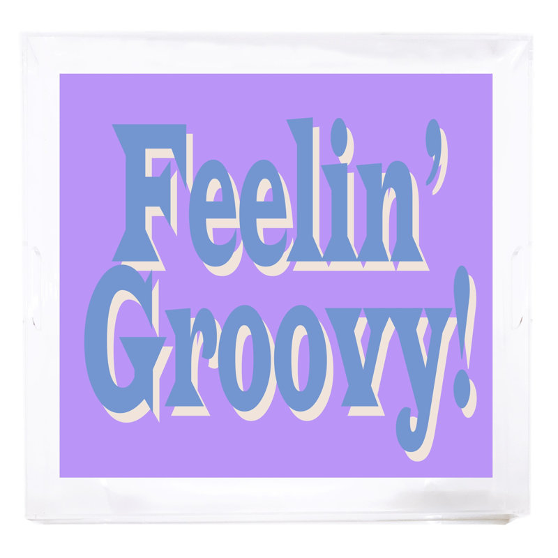 Feelin Groovy Acrylic Square Decorative Tray, Purple/Blue/Celadon