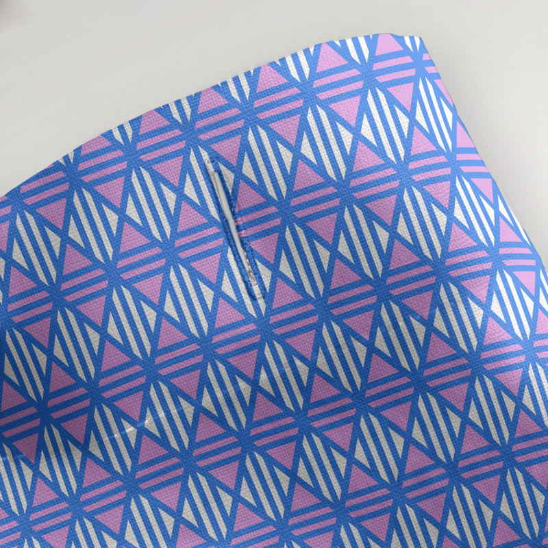 Rideau à double doublure à losanges double doublé, Bleu / mauve / blanc