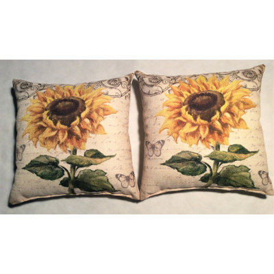  Sunflower Linen Throw Pillow