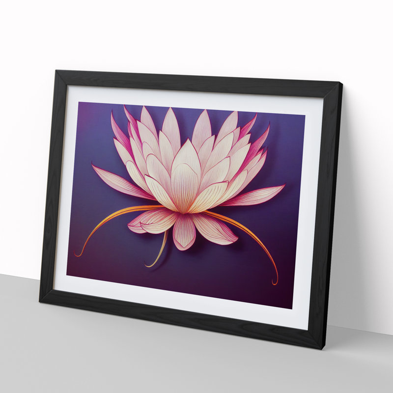 Otherworldly Lotus Flower - Single Picture Frame Print, Black, 46cm H x 64cm W x 2cm D