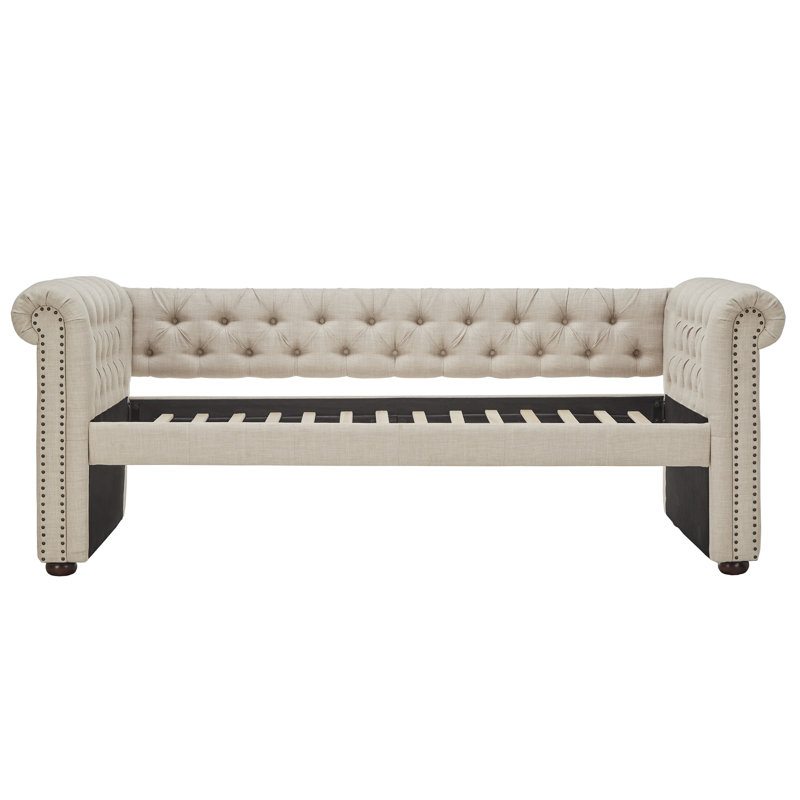 Carthusia Chesterfield Daybed- Twin Size, No Trundle, Beige